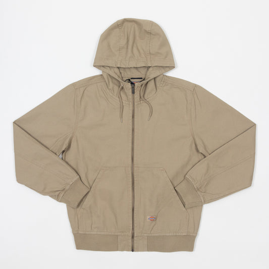 DICKIES Duck Canvas Hooded Unlined Jacket in DESERT SAND KHAKI