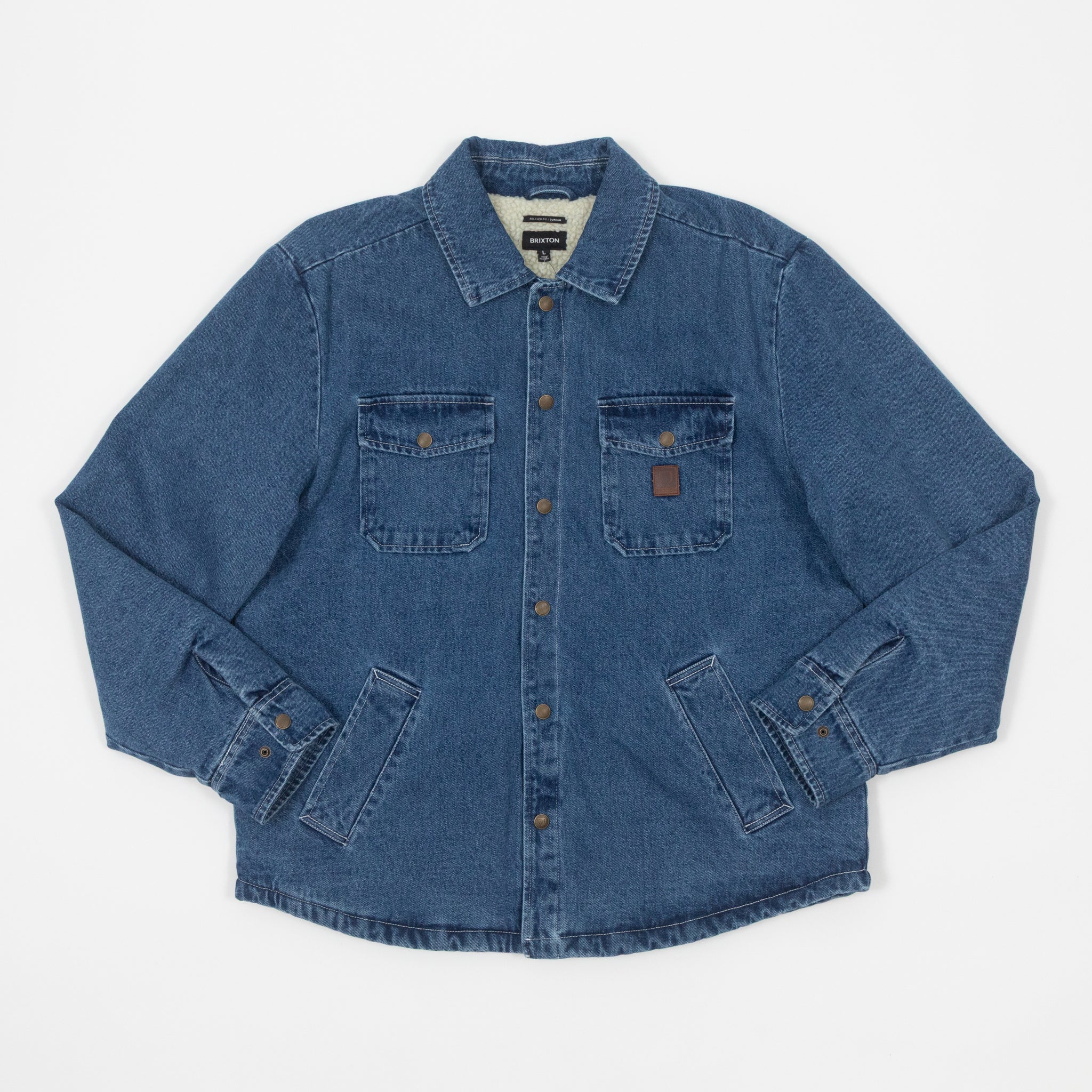 BRIXTON Durham Sherpa Lined Jacket in WASHED DENIM