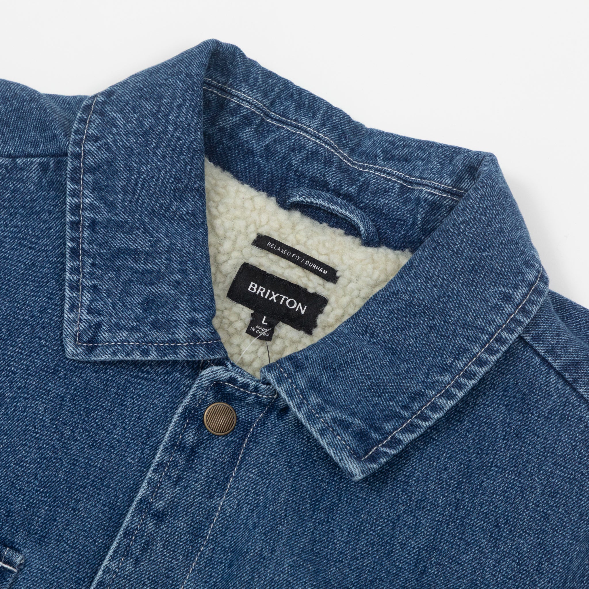 BRIXTON Durham Sherpa Lined Jacket in WASHED DENIM