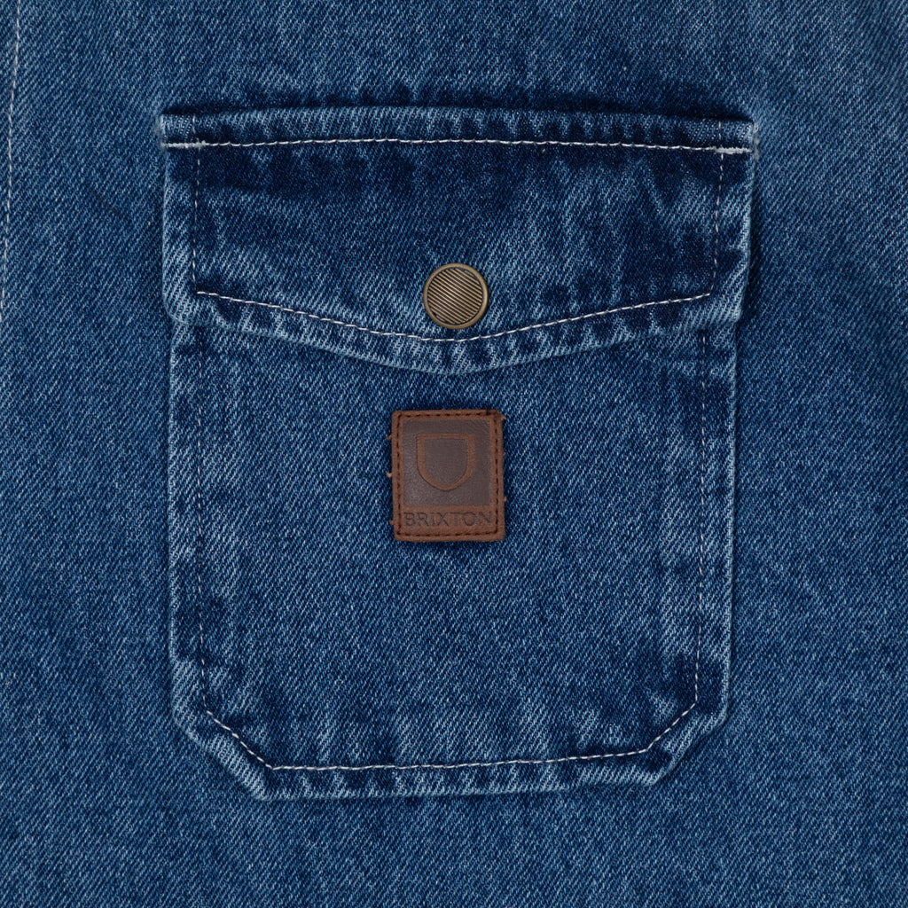 BRIXTON Durham Sherpa Lined Jacket in WASHED DENIM