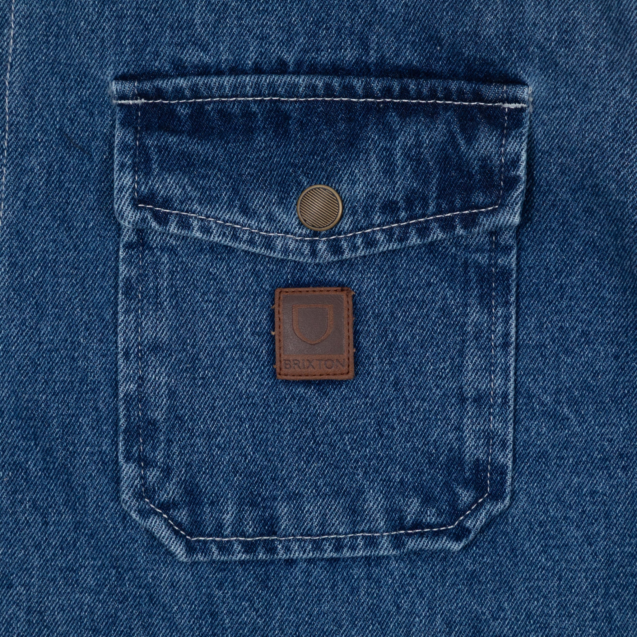 BRIXTON Durham Sherpa Lined Jacket in WASHED DENIM