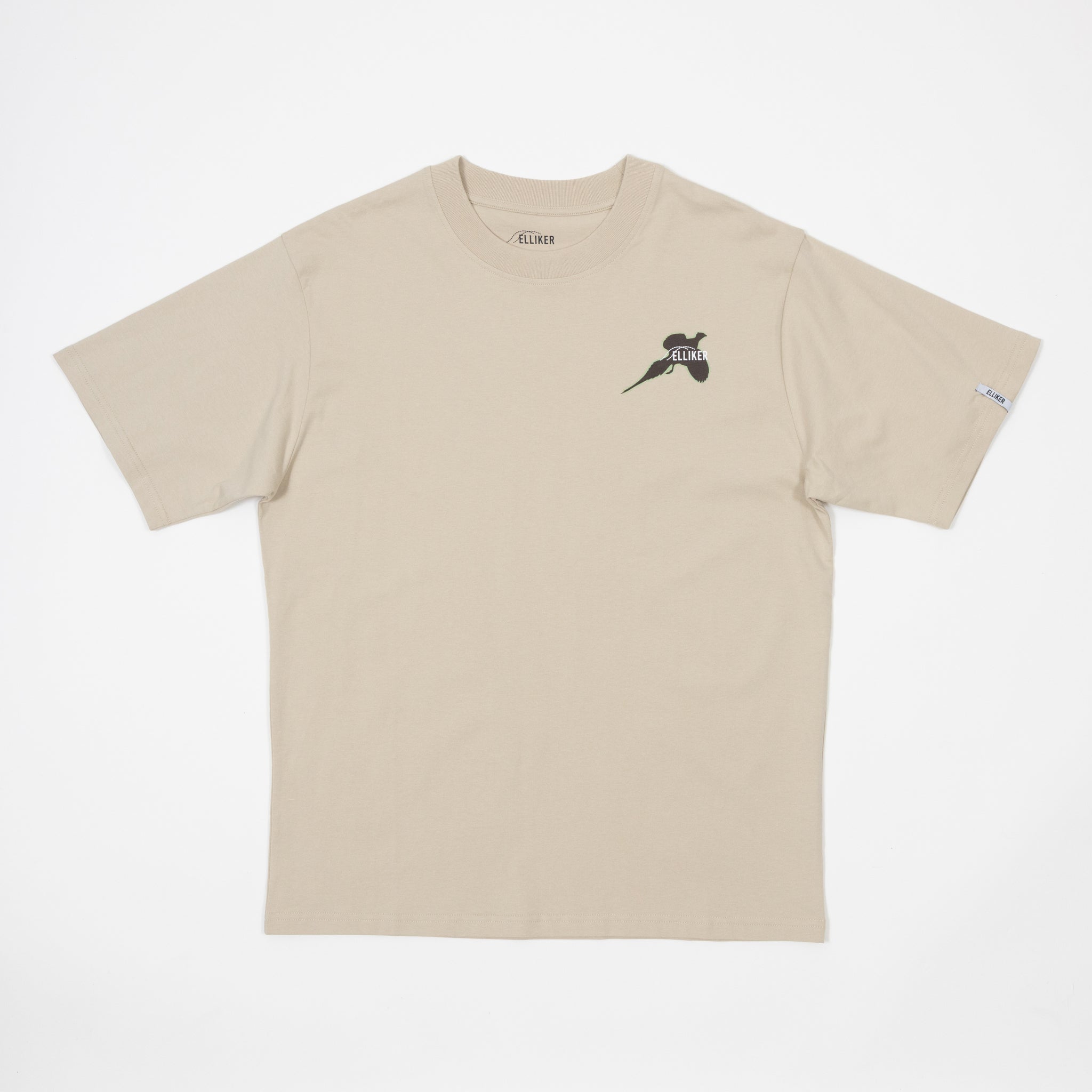 ELLIKER Rill Birds Print Short Sleeve T-Shirt in Beige