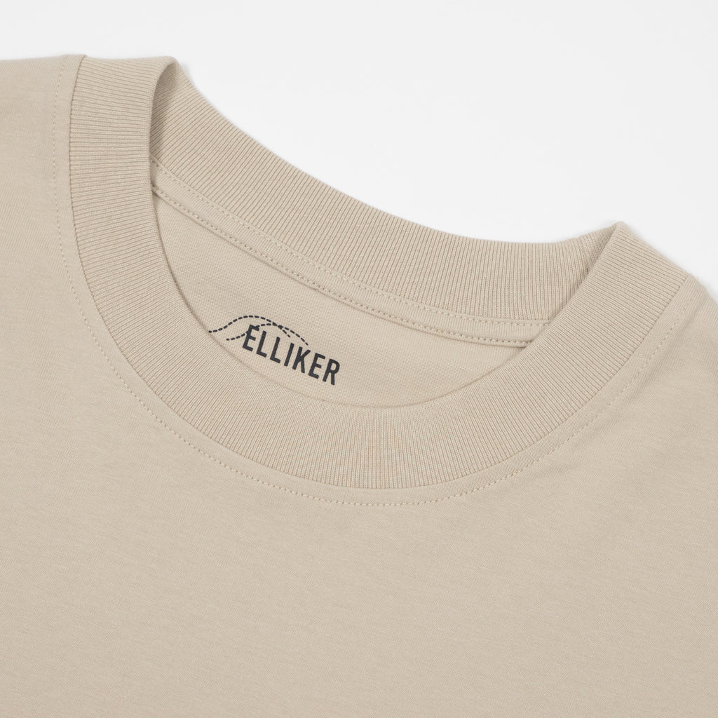 ELLIKER Rill Birds Print Short Sleeve T-Shirt in Beige