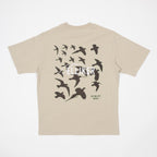 ELLIKER Rill Birds Print Short Sleeve T-Shirt in Beige
