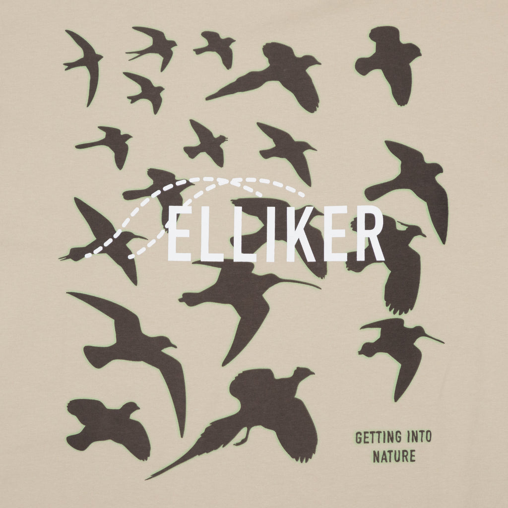 ELLIKER Rill Birds Print Short Sleeve T-Shirt in Beige