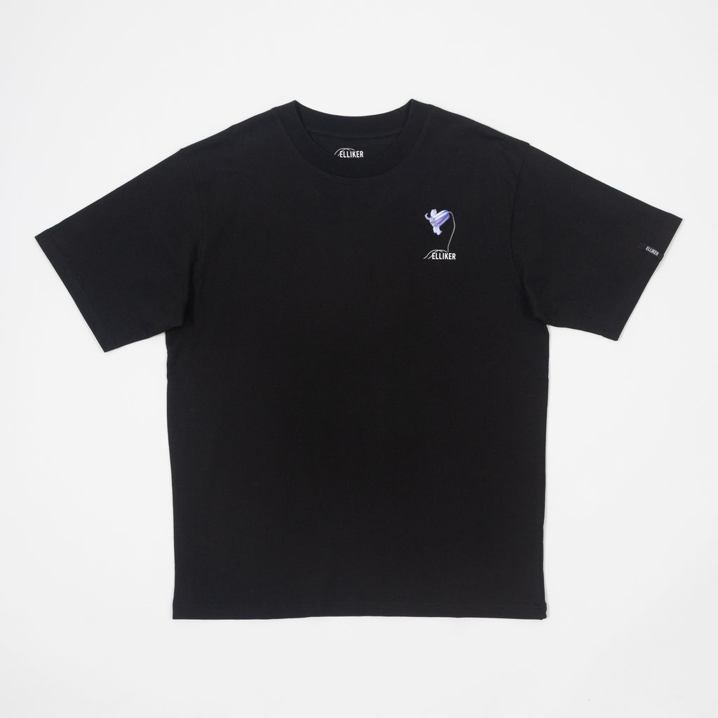 ELLIKER Rill Bluebell Print Short Sleeve T-Shirt in BLACK