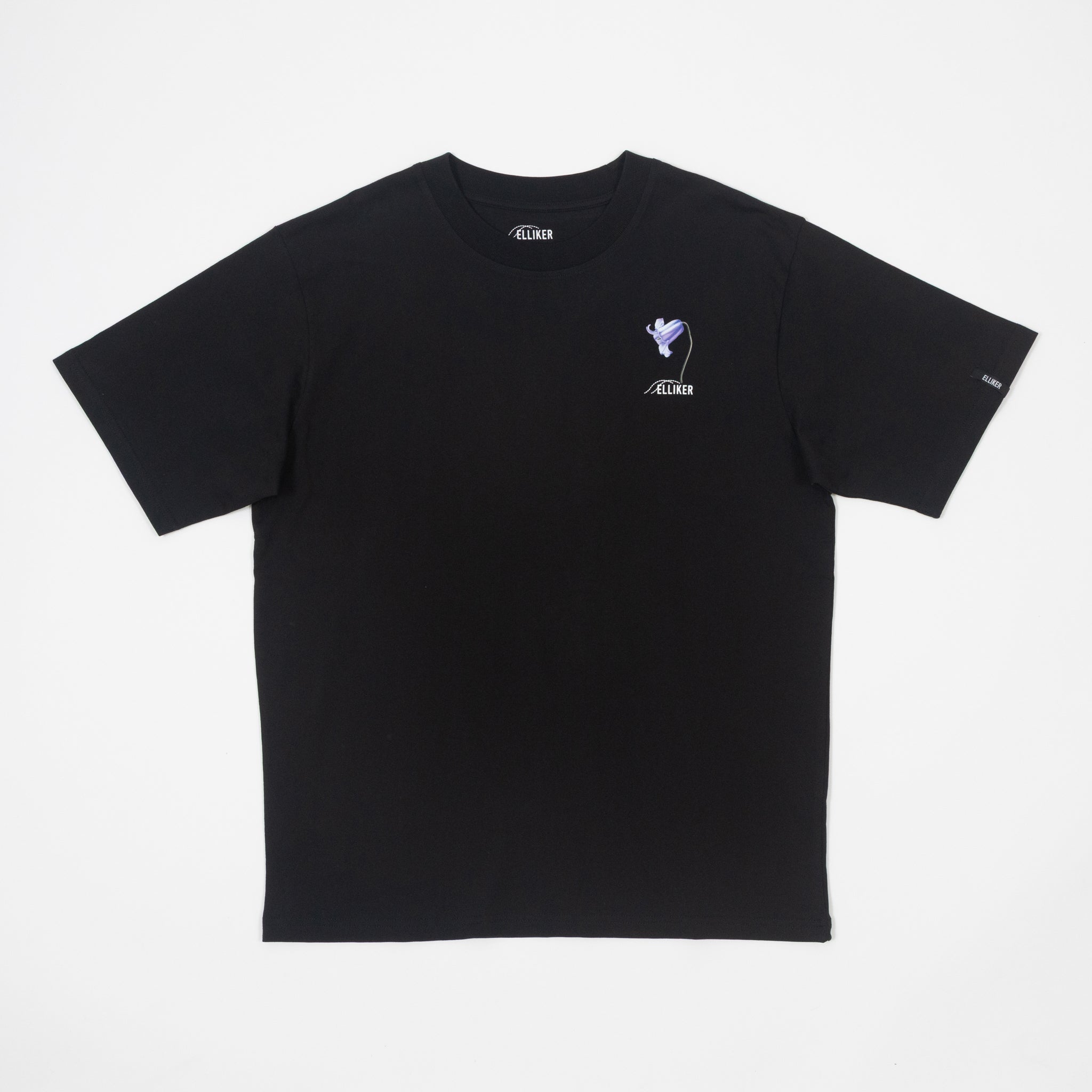 ELLIKER Rill Bluebell Print Short Sleeve T-Shirt in BLACK