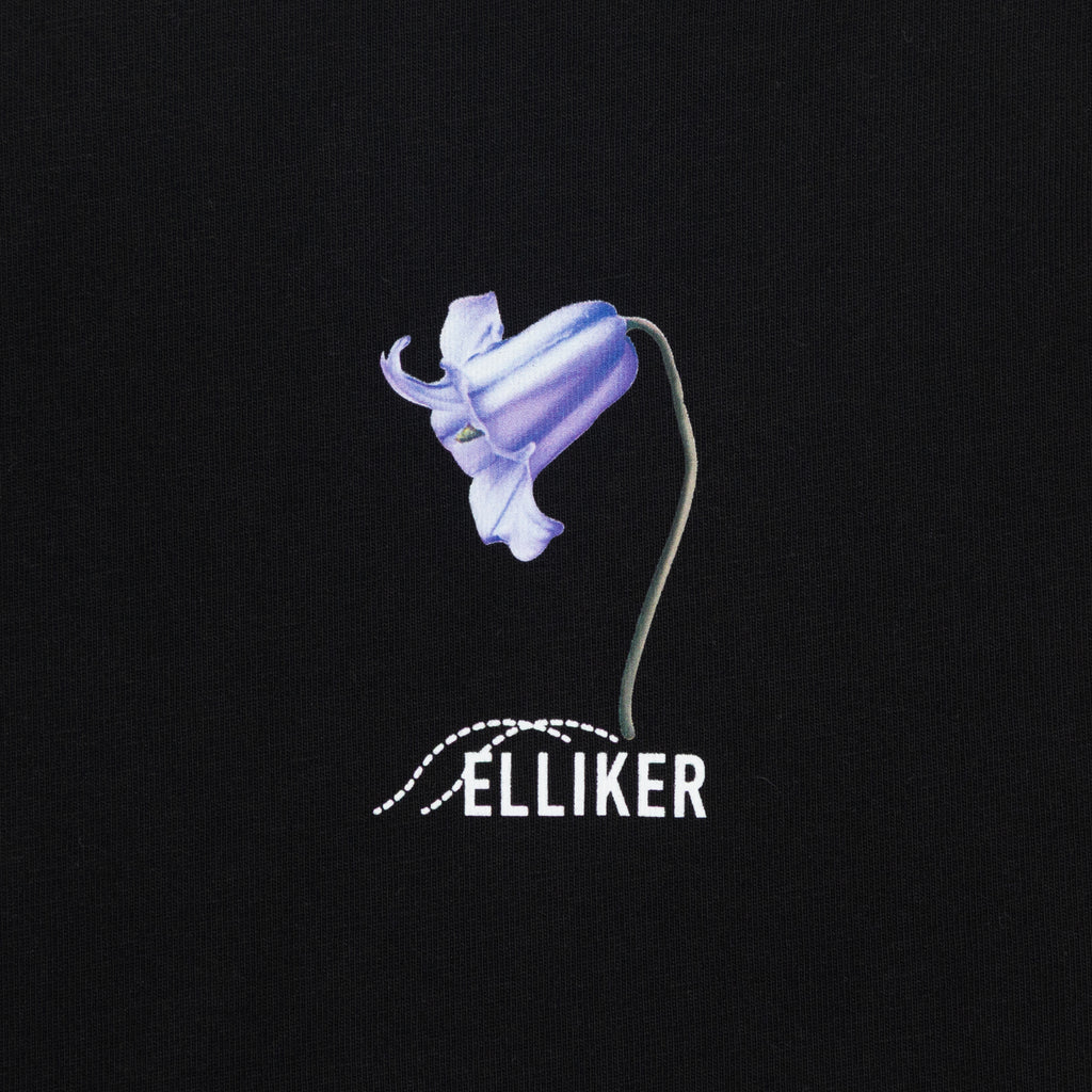 ELLIKER Rill Bluebell Print Short Sleeve T-Shirt in BLACK