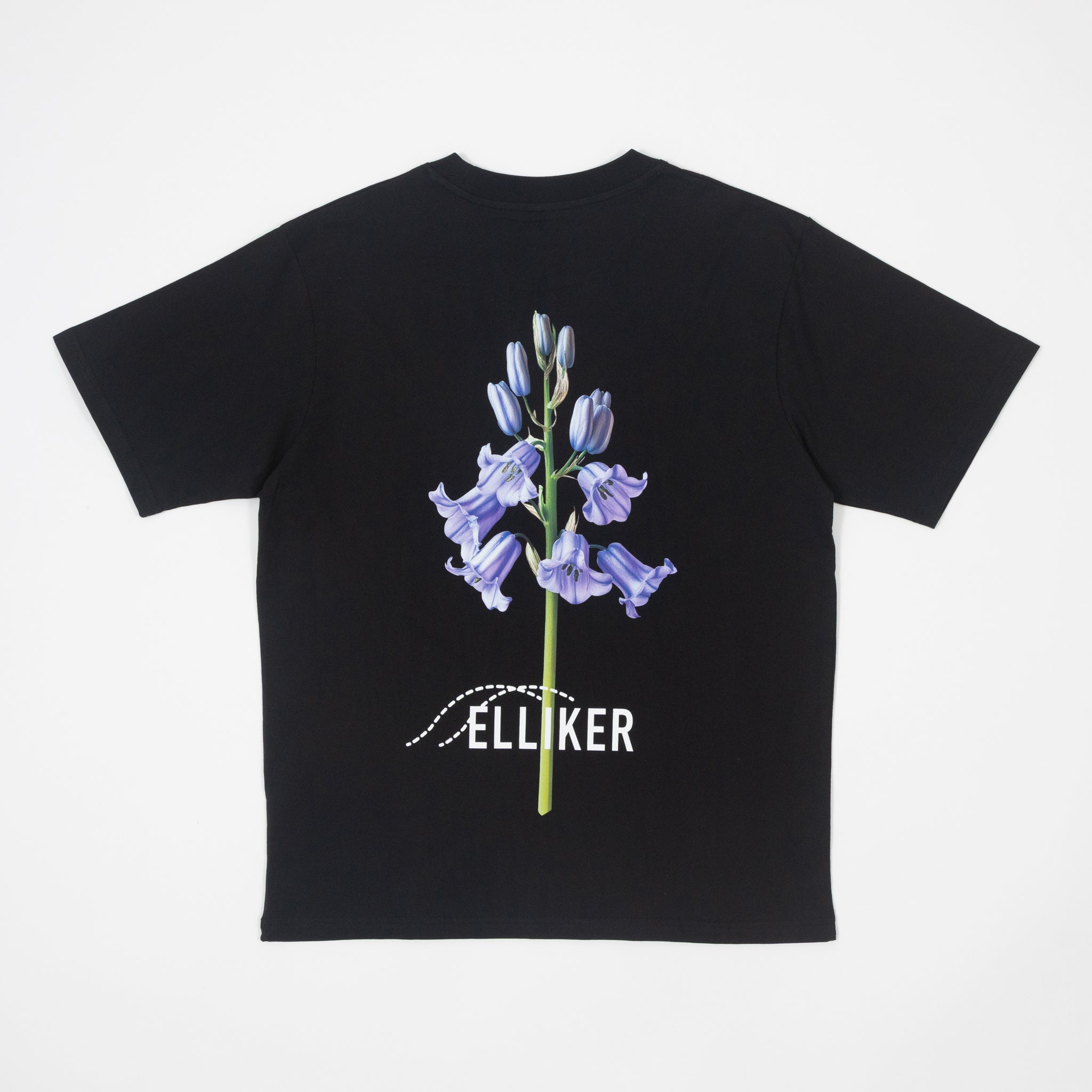 ELLIKER Rill Bluebell Print Short Sleeve T-Shirt in BLACK