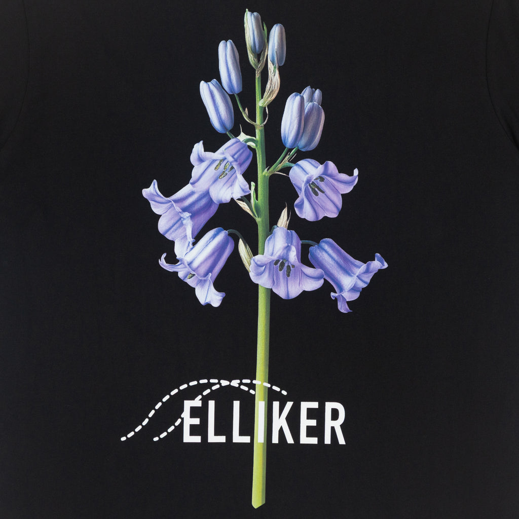 ELLIKER Rill Bluebell Print Short Sleeve T-Shirt in BLACK