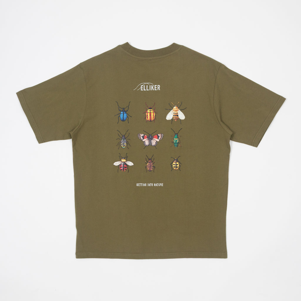 ELLIKER Rill Bug Print Short Sleeve T-Shirt in KHAKI