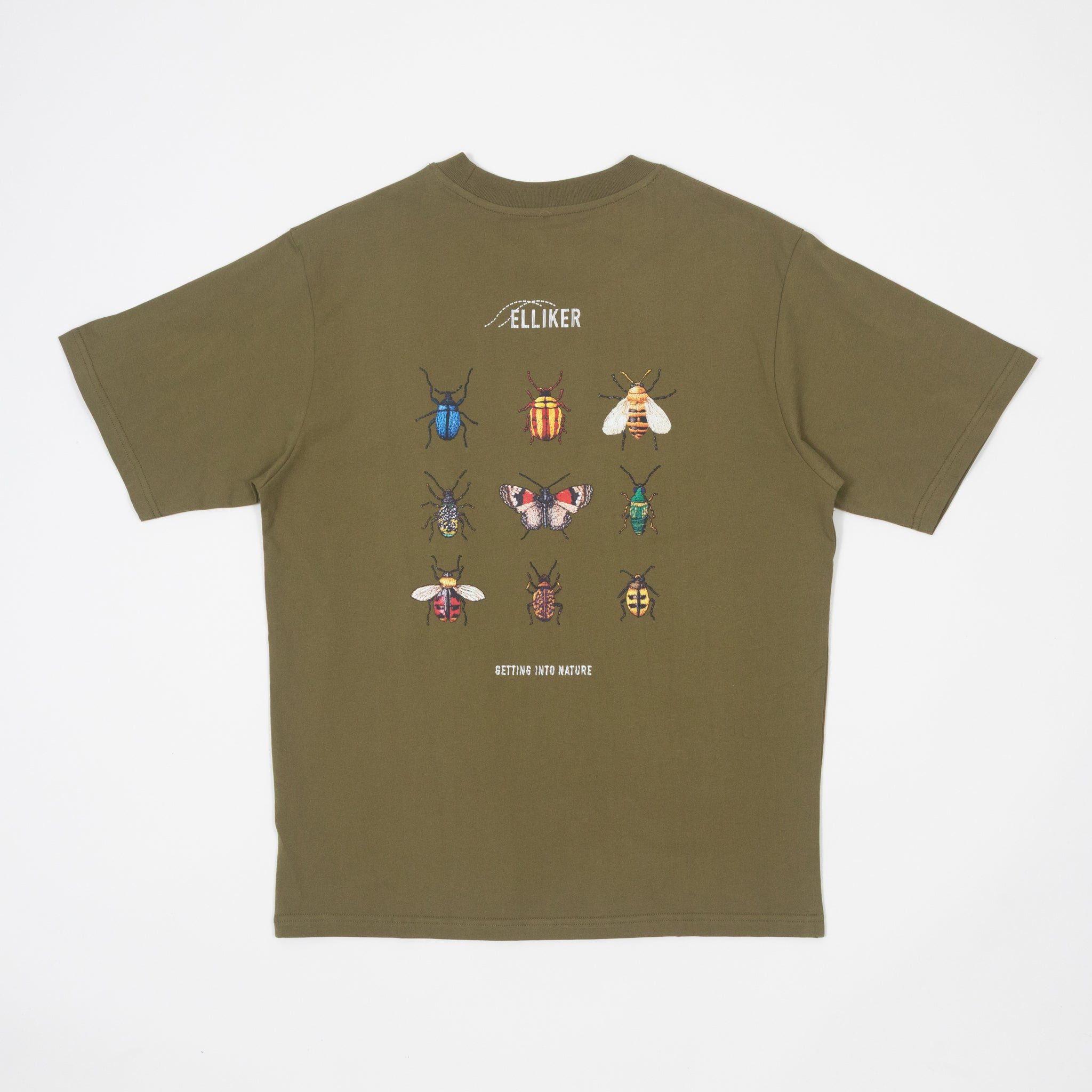 ELLIKER Rill Bug Print Short Sleeve T-Shirt in KHAKI