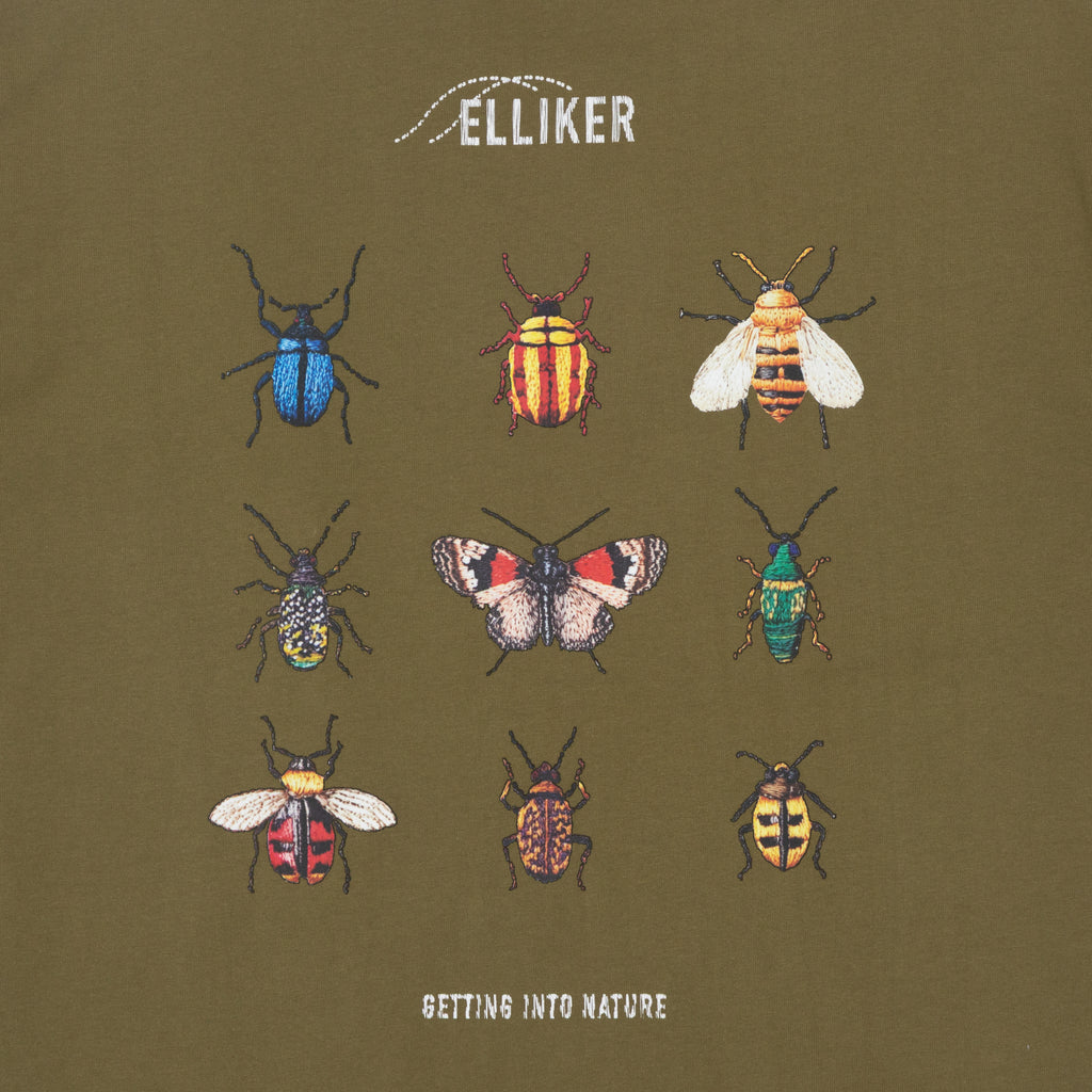 ELLIKER Rill Bug Print Short Sleeve T-Shirt in KHAKI