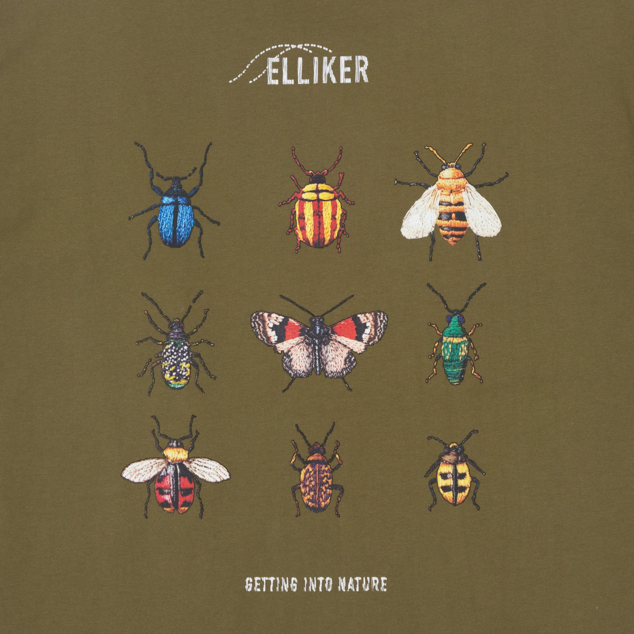 ELLIKER Rill Bug Print Short Sleeve T-Shirt in KHAKI