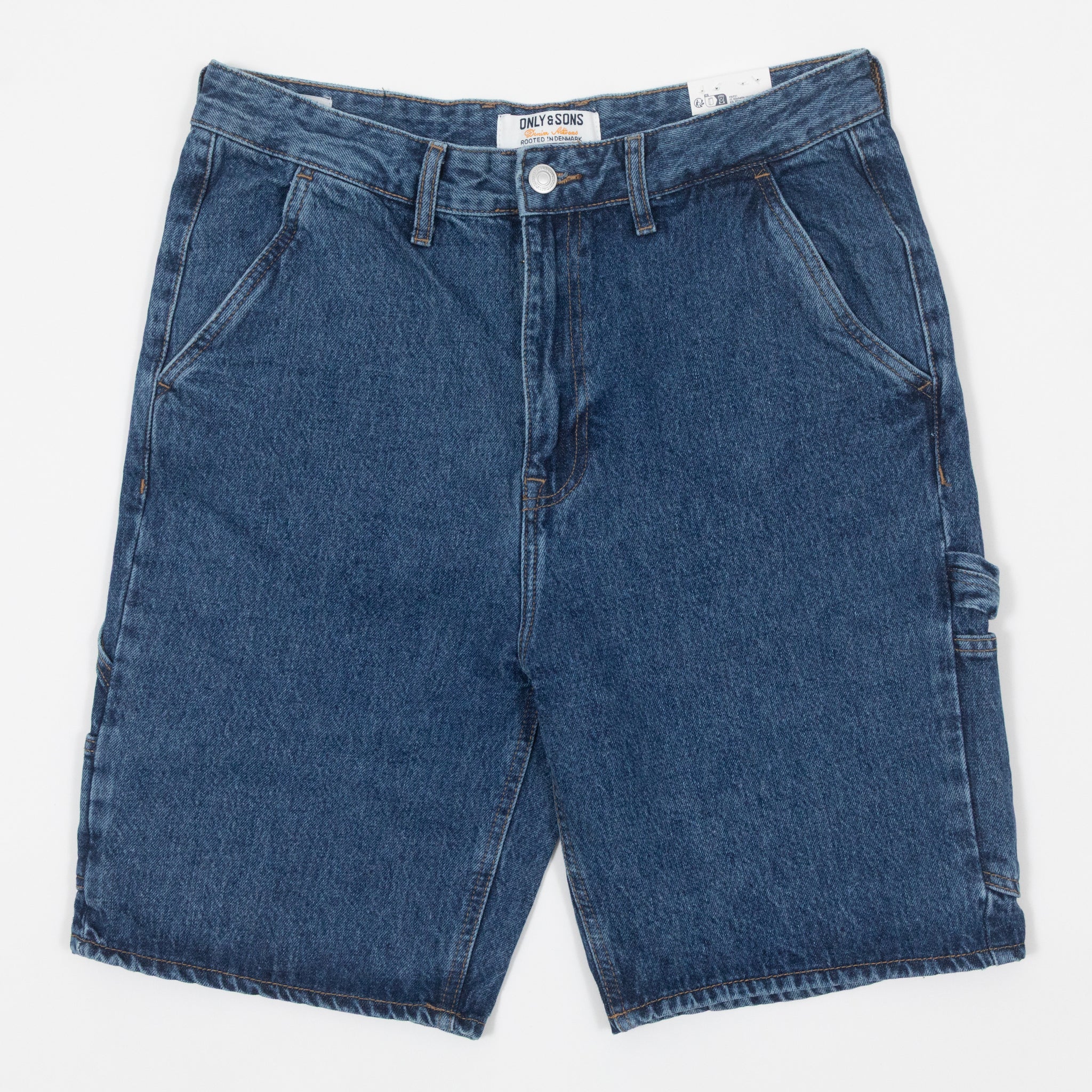 only and sons carpenter denim short front view