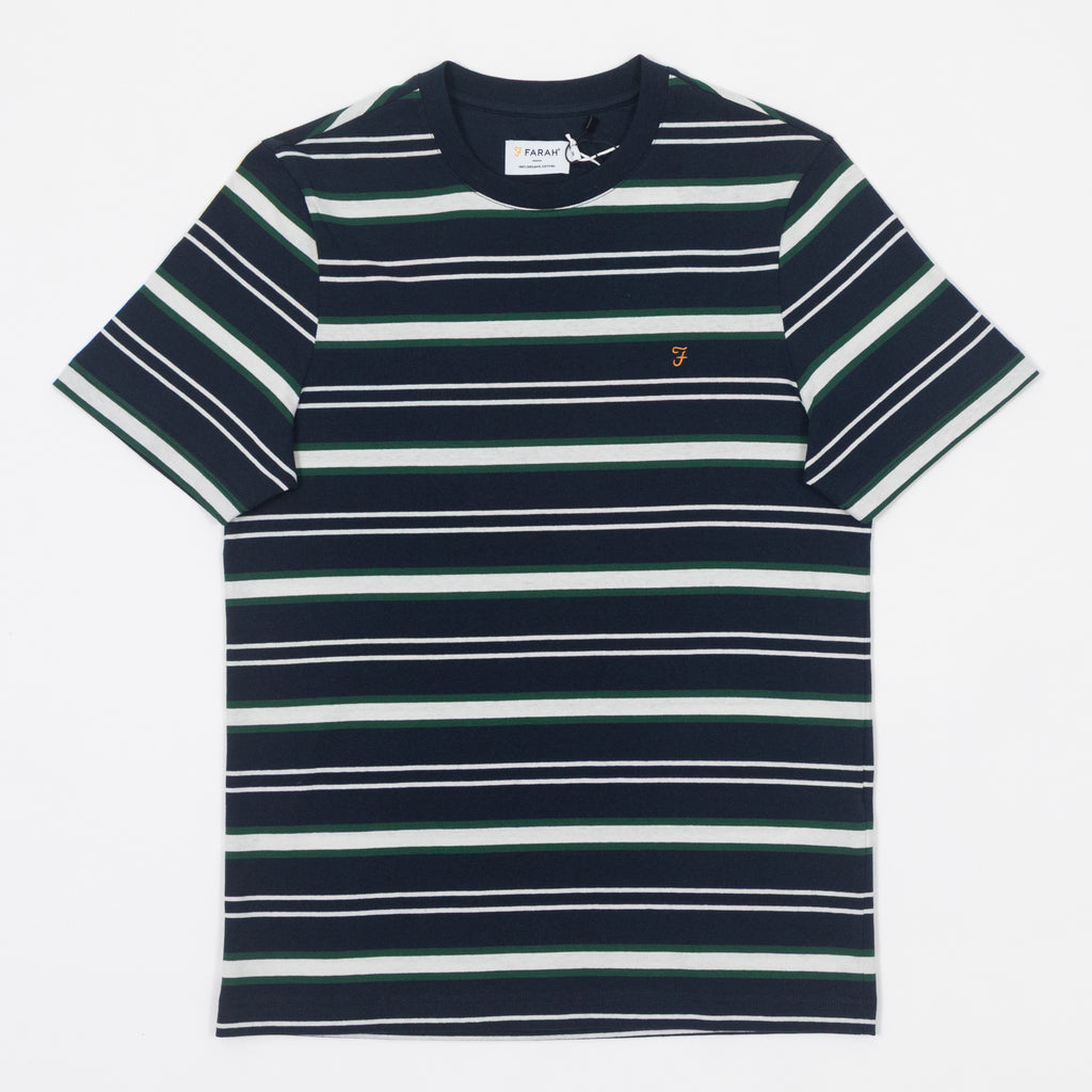 FARAH Elmswood Striped T-Shirt in NAVY