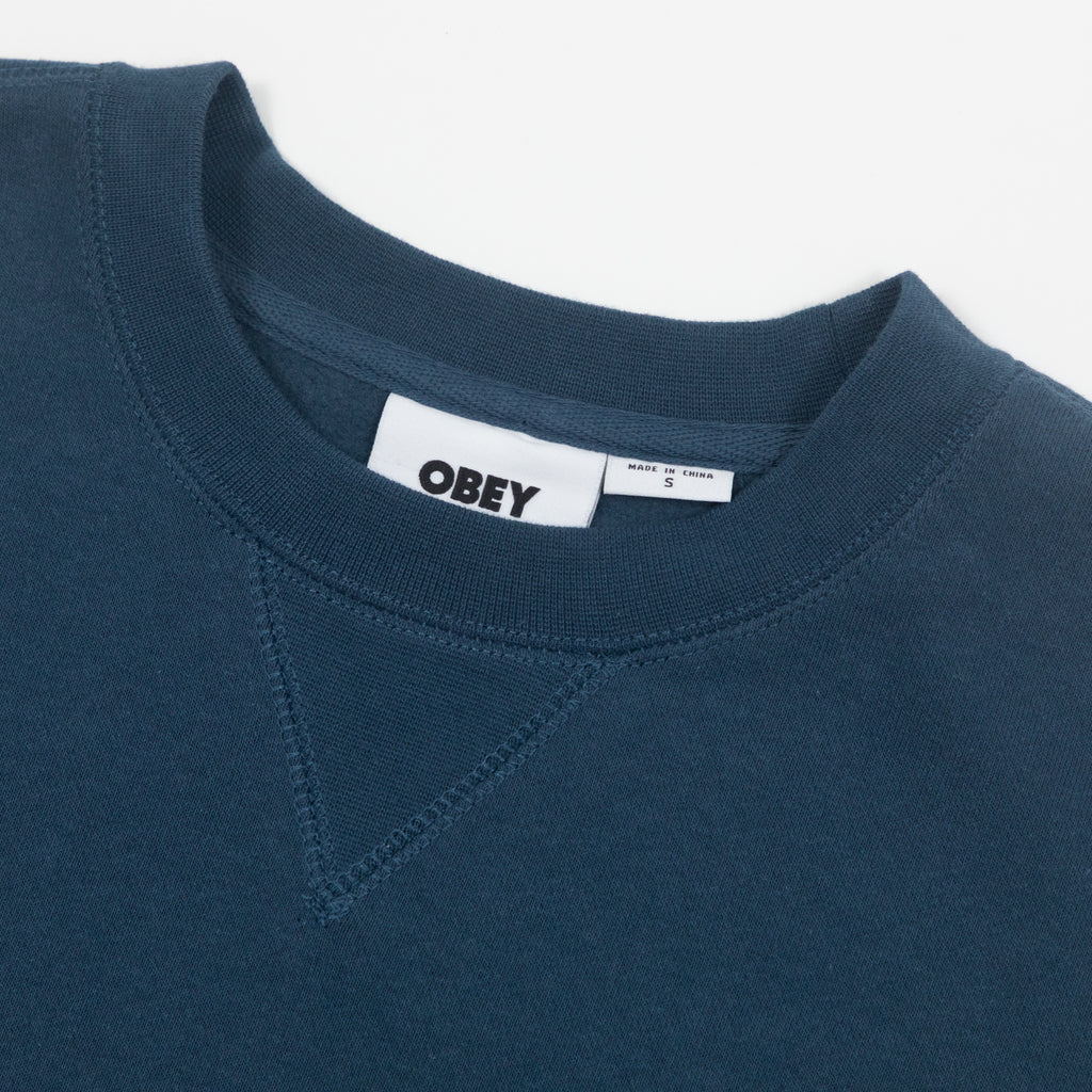 OBEY Embellished Crew Sweatshirt in BLUE