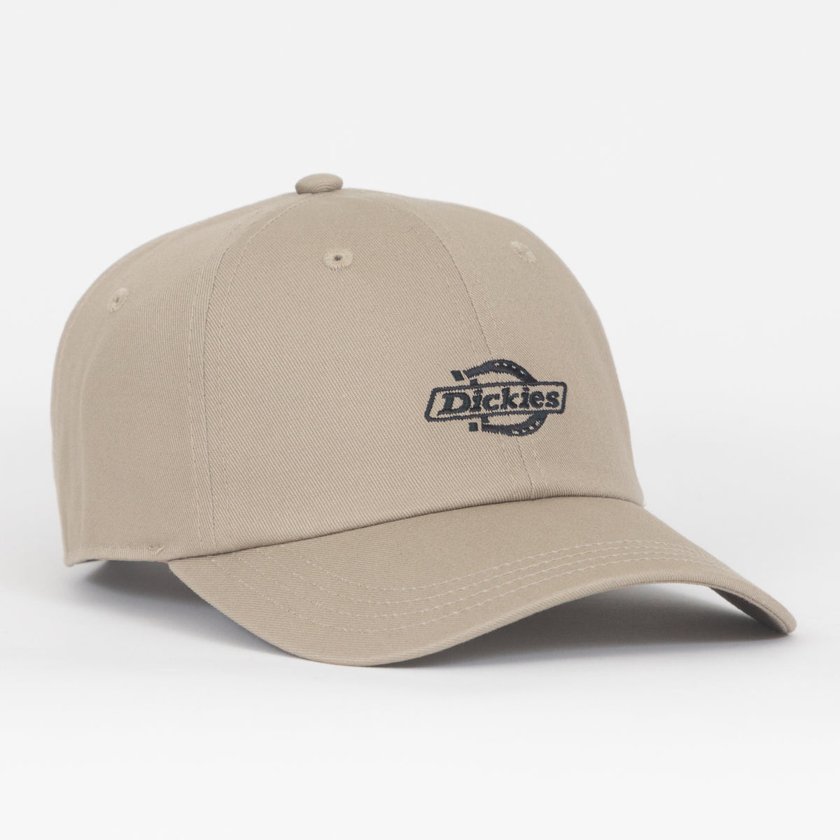 Beige cap with Dickies logo on a white background