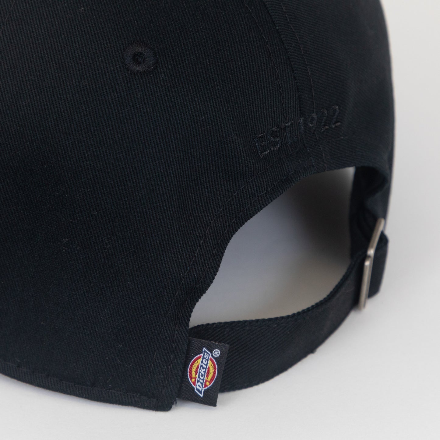 adjustable closure on black dickies cap