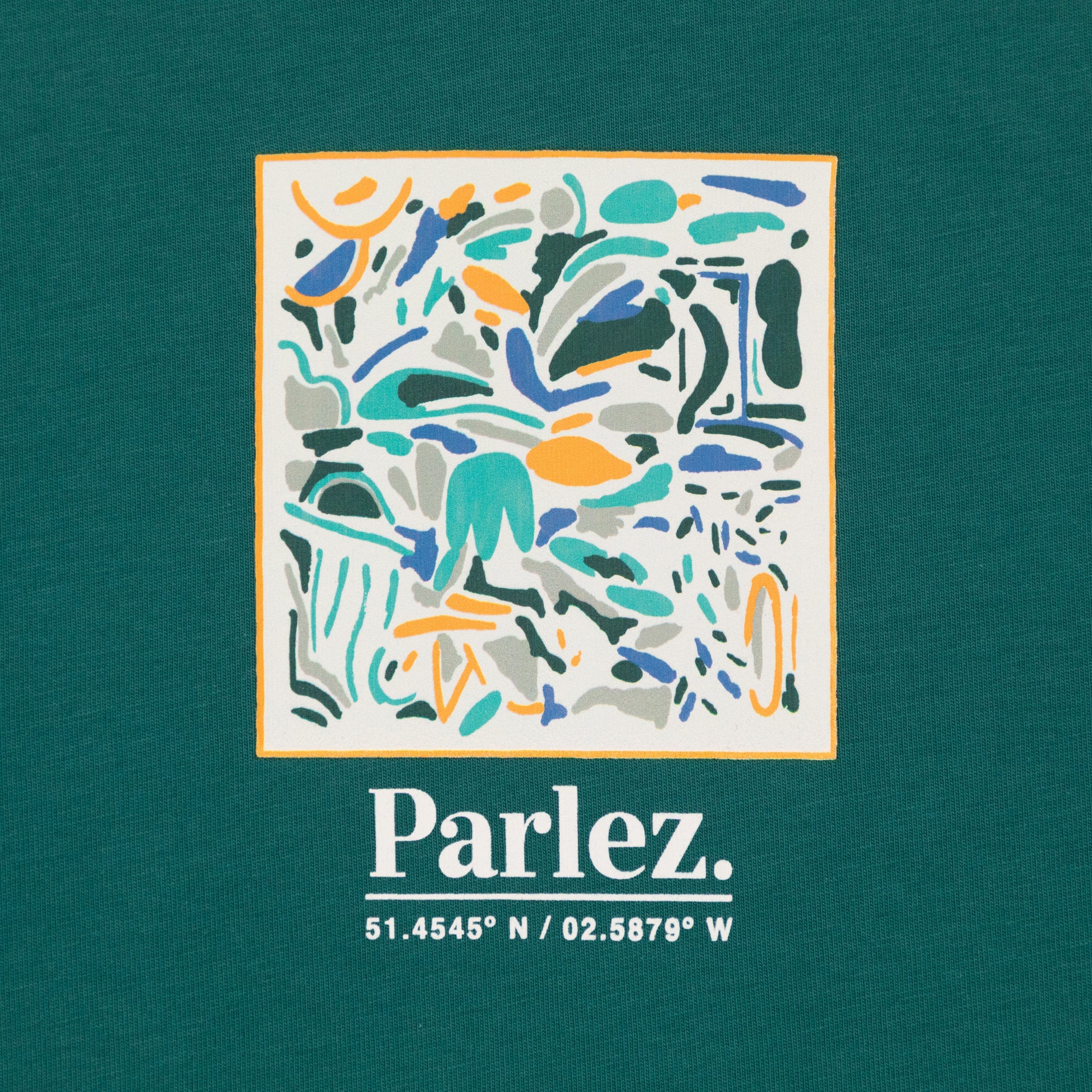 close up printed logo parlez green oversized t-shirt