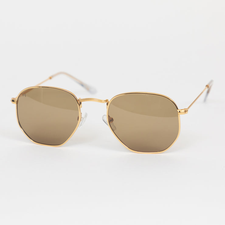 MELLER Eyasi Retro Brown Lense Sunglasses in GOLD