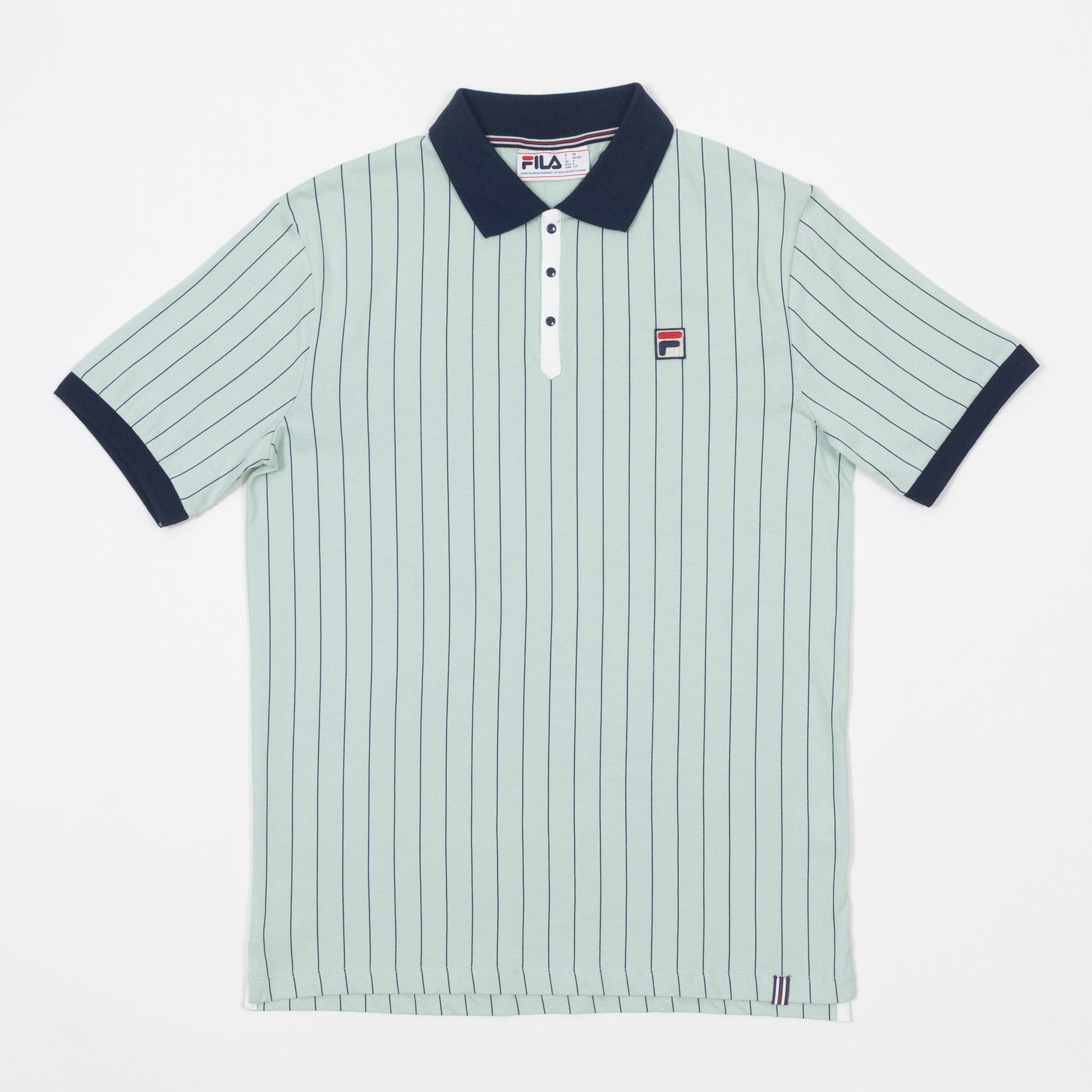 FILA BB1 Classic Vintage Striped Polo in SURF SPRAY