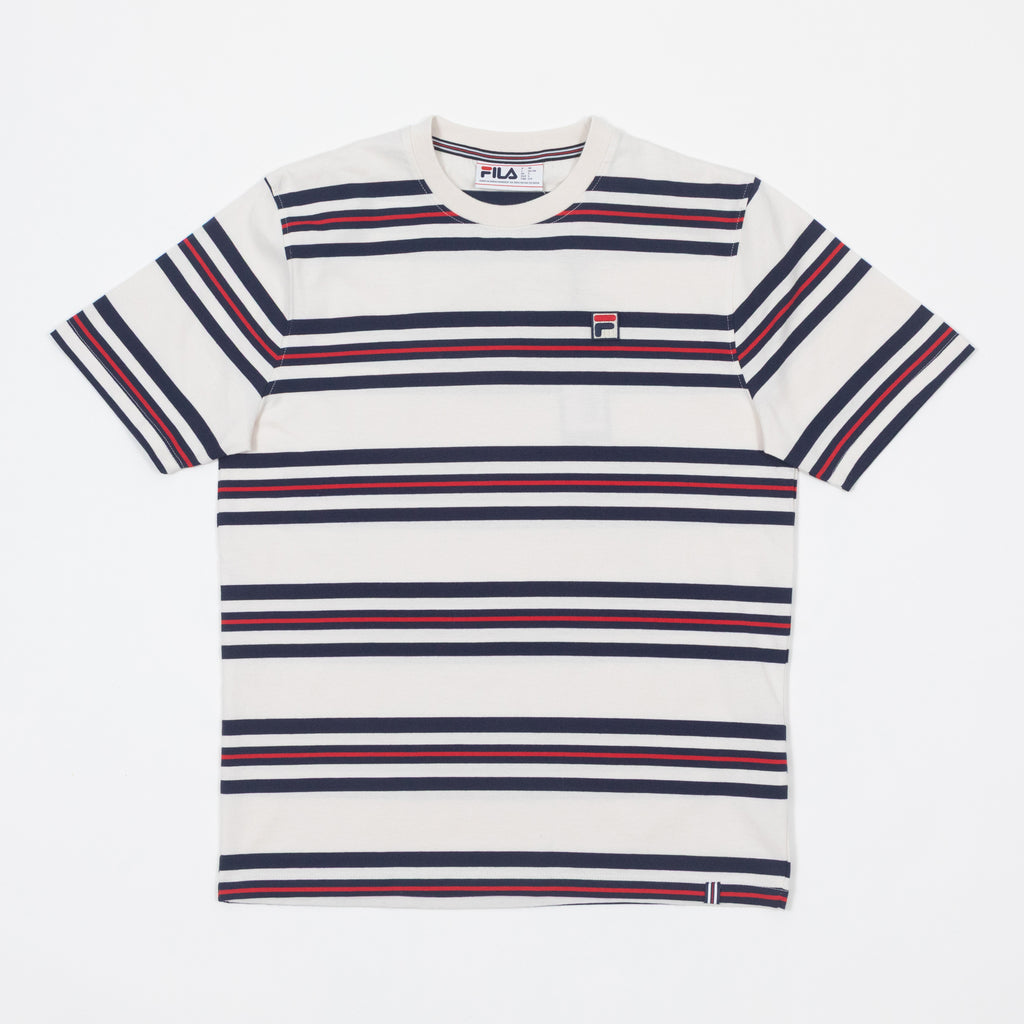 FILA Cesare Yarn Dye Stripe T-Shirt in GARDENIA