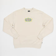 HUF Fire Embroidered Logo Crewneck Sweatshirt in CREAM