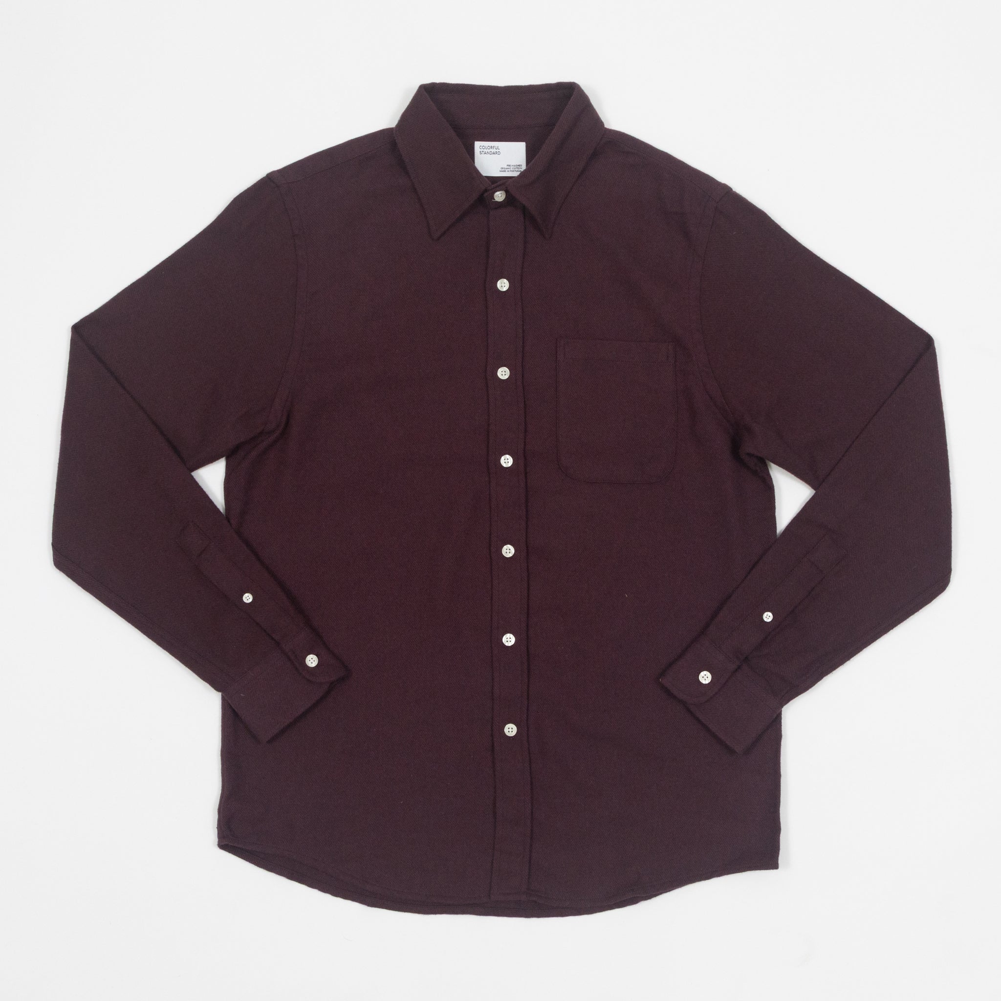 COLORFUL STANDARD Flannel Shirt in OXBLOOD RED