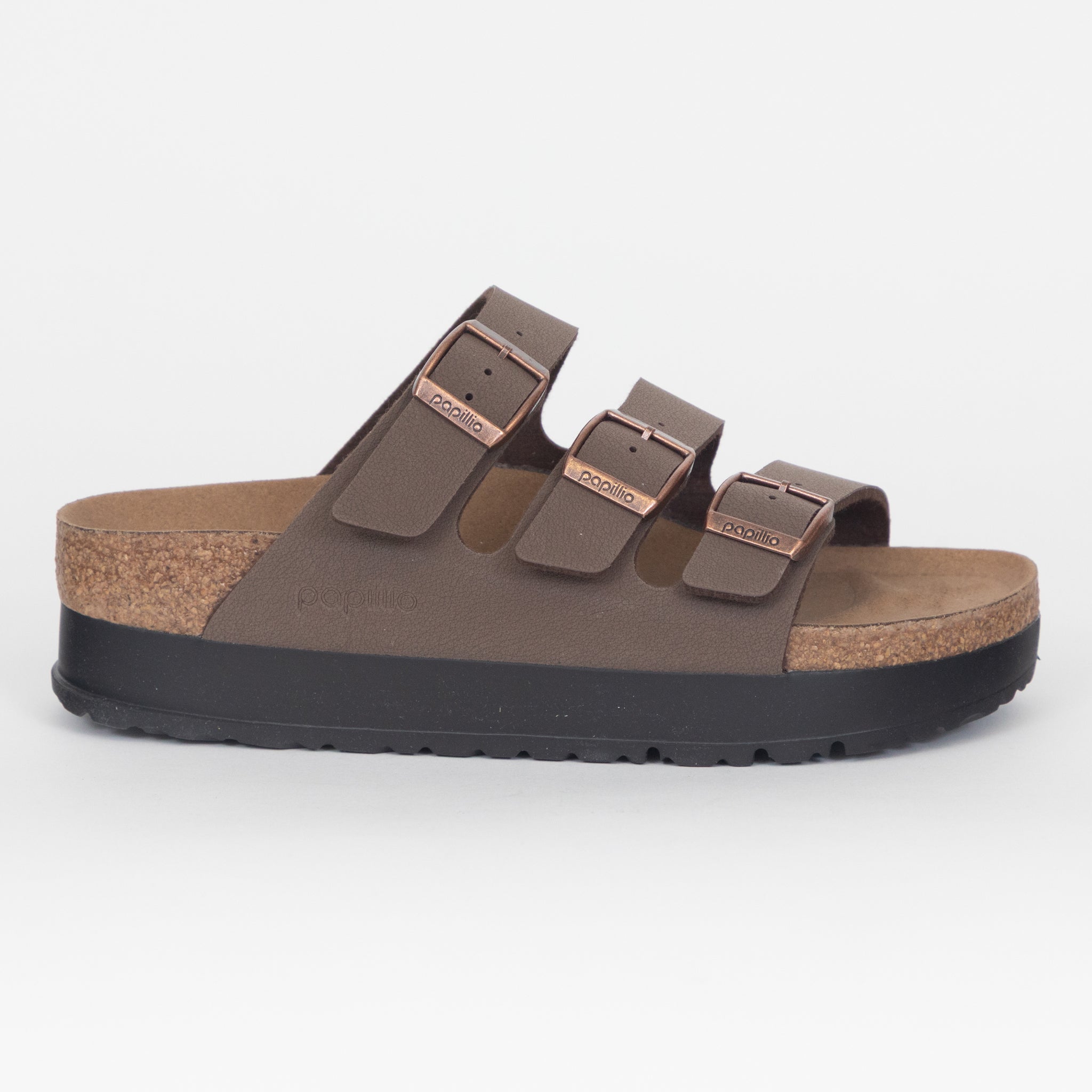 Womens BIRKENSTOCK Florida Flex Platform Birko-Flor Sandals in MOCCA