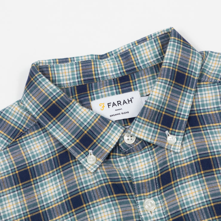 FARAH Fraser Long Sleeve Check Shirt in BLUE & YELLOW