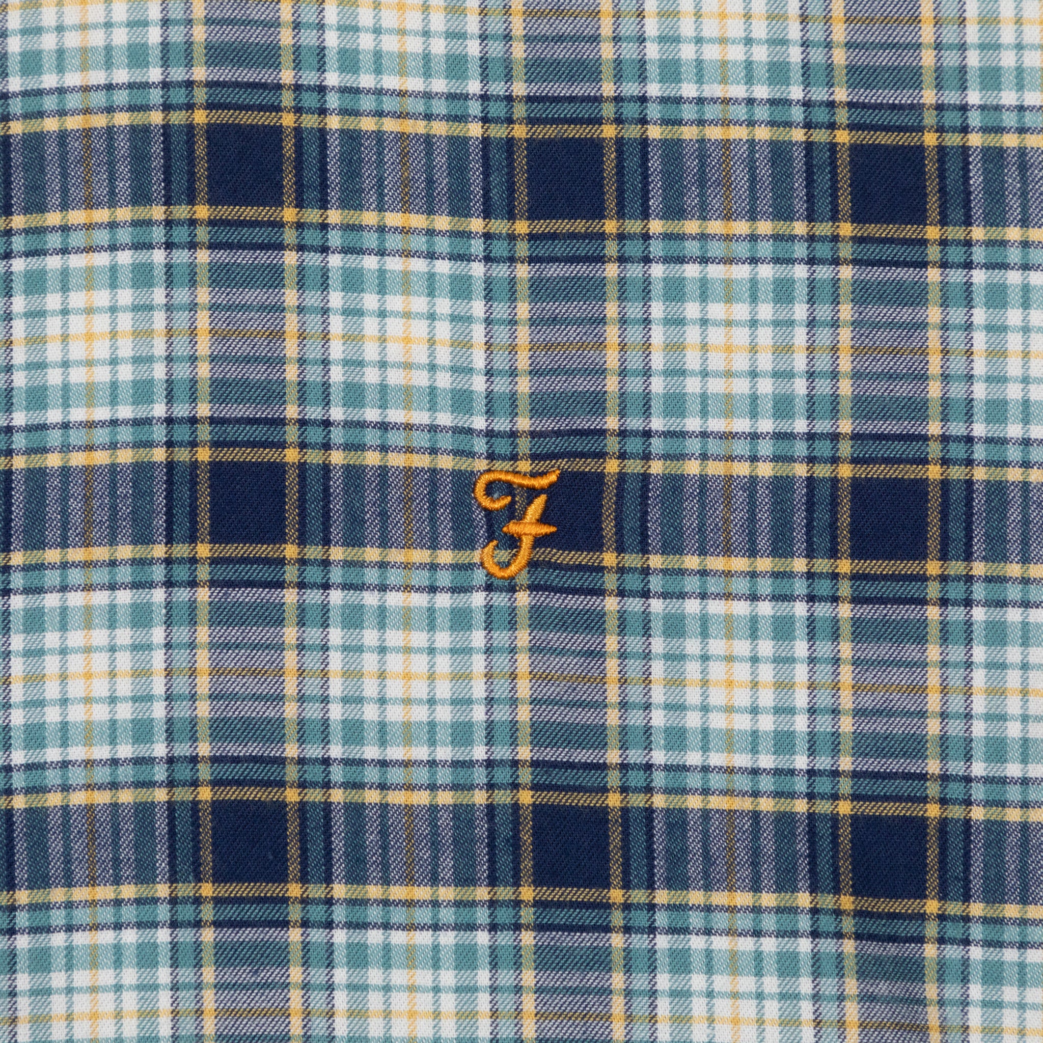 FARAH Fraser Long Sleeve Check Shirt in BLUE & YELLOW