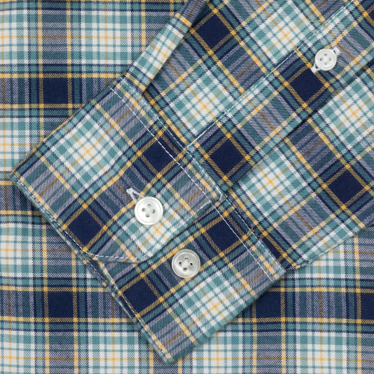 FARAH Fraser Long Sleeve Check Shirt in BLUE & YELLOW