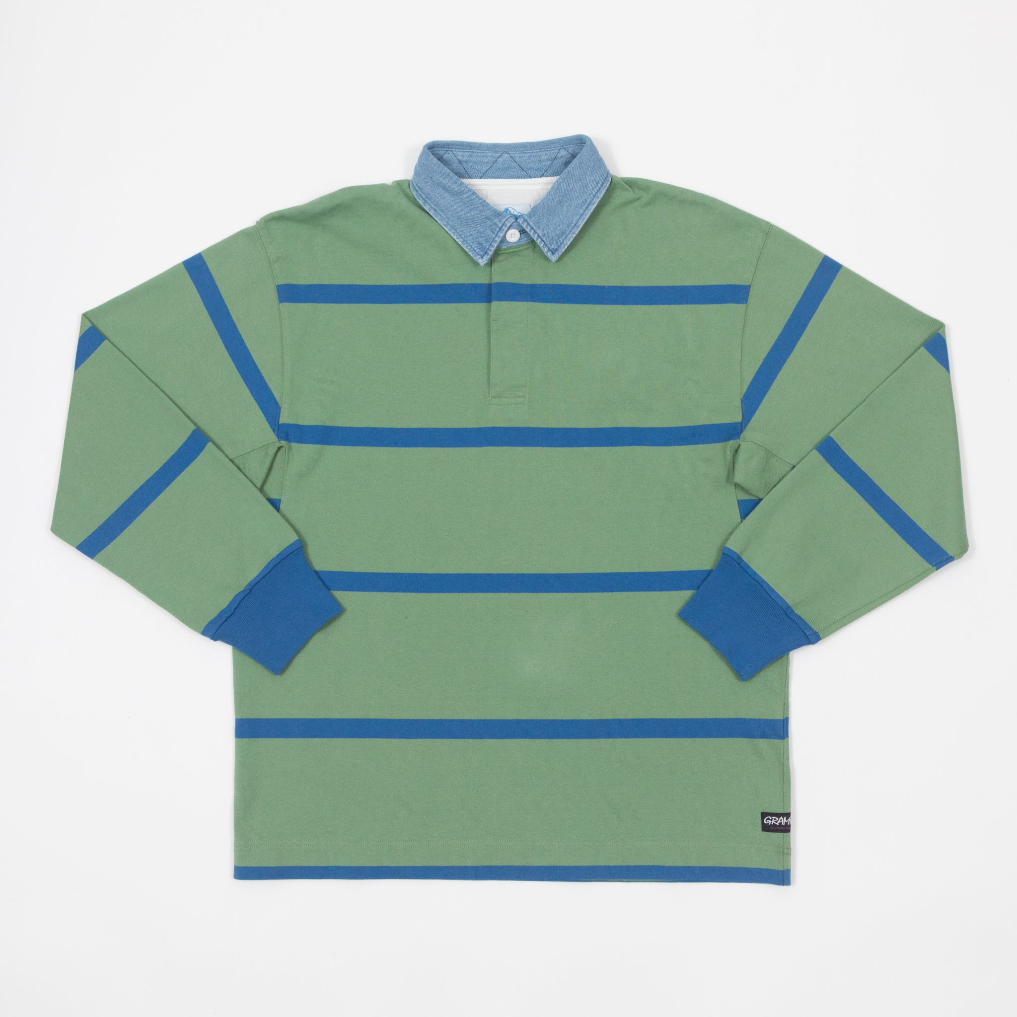 GRAMICCI Langdon Rugby Shirt in OLIVE/ BLUE