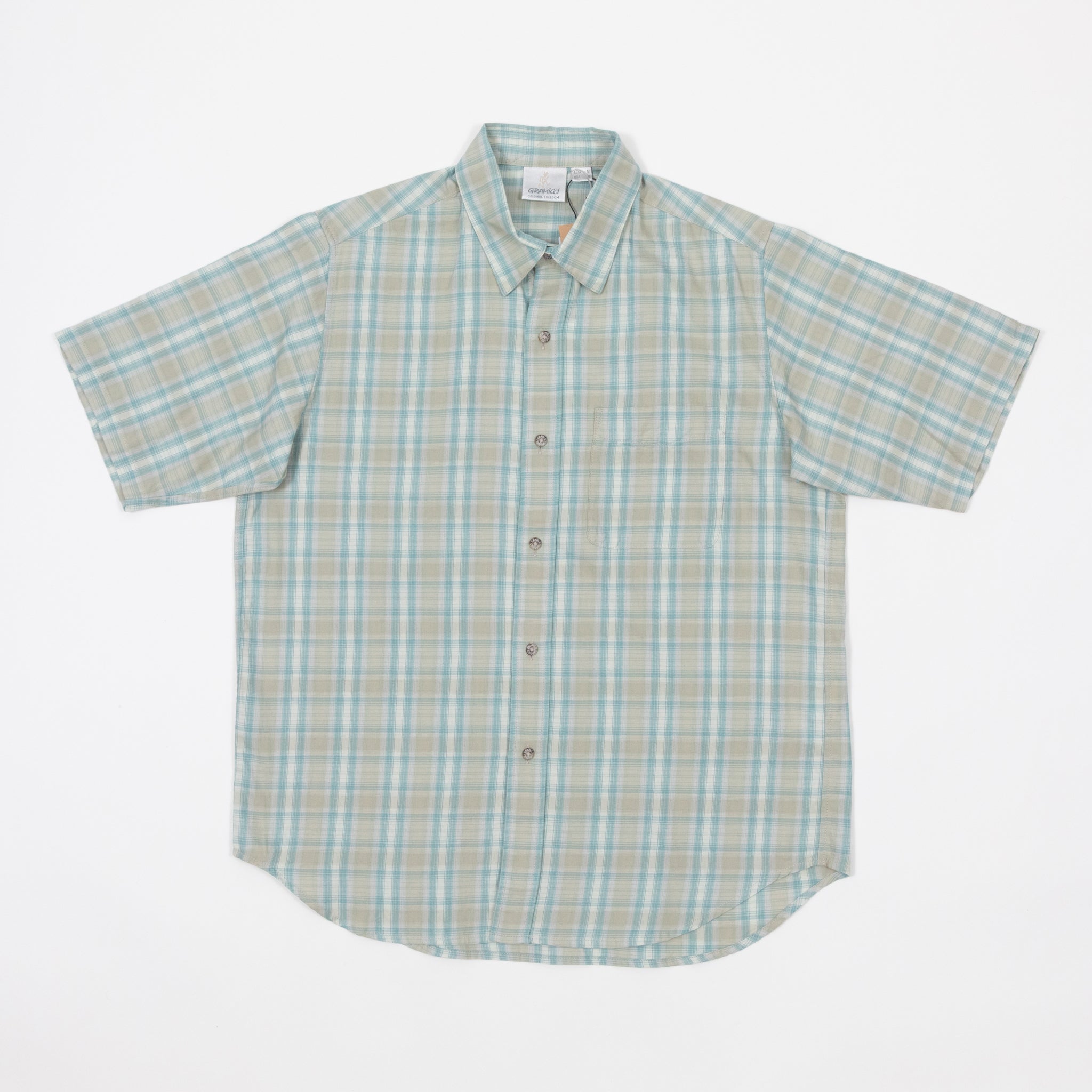 GRAMICCI Checked Ombre Short Sleeve Shirt in BLUE