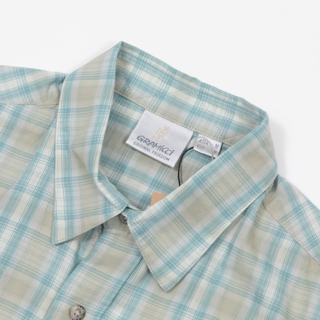 GRAMICCI Checked Ombre Short Sleeve Shirt in BLUE