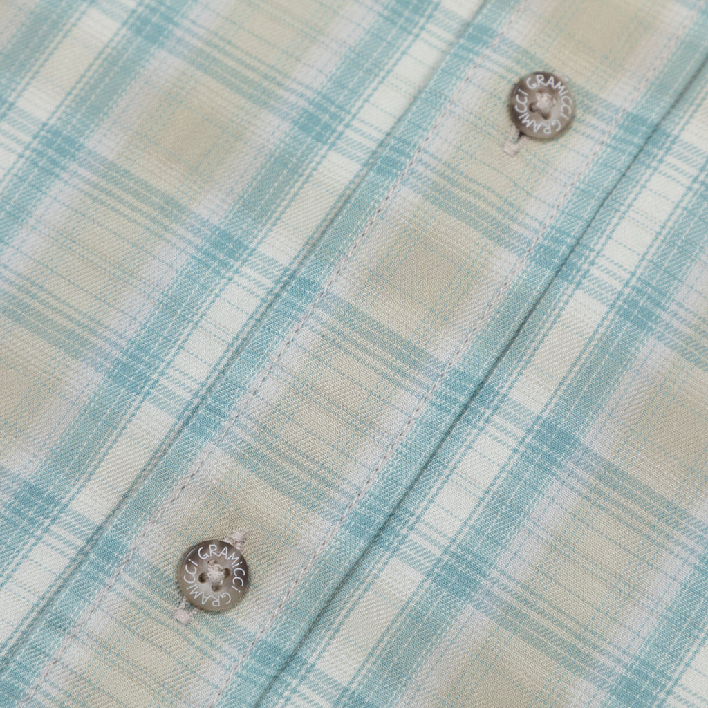 GRAMICCI Checked Ombre Short Sleeve Shirt in BLUE