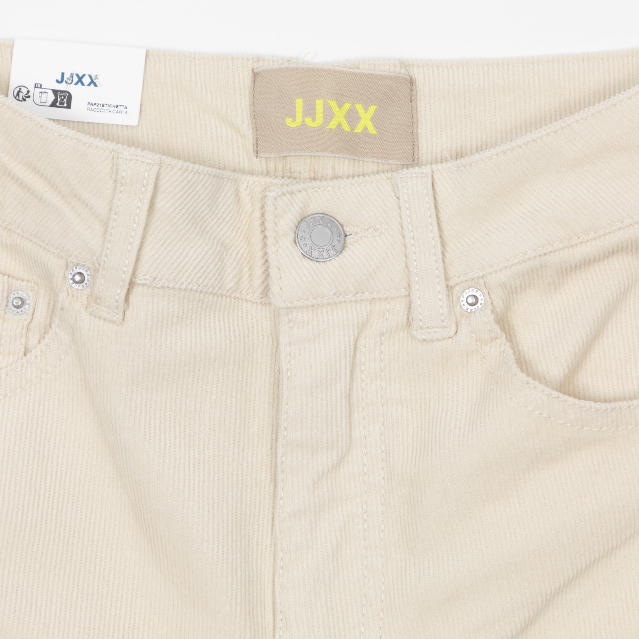 Womens JJXX Zoe Gelly Corduroy Wide Trousers in CREAM