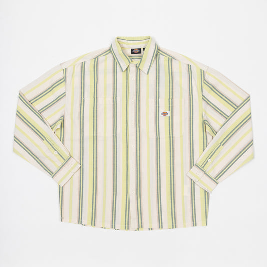 DICKIES Glade Spring Striped Shirt in GREEN & WHITE