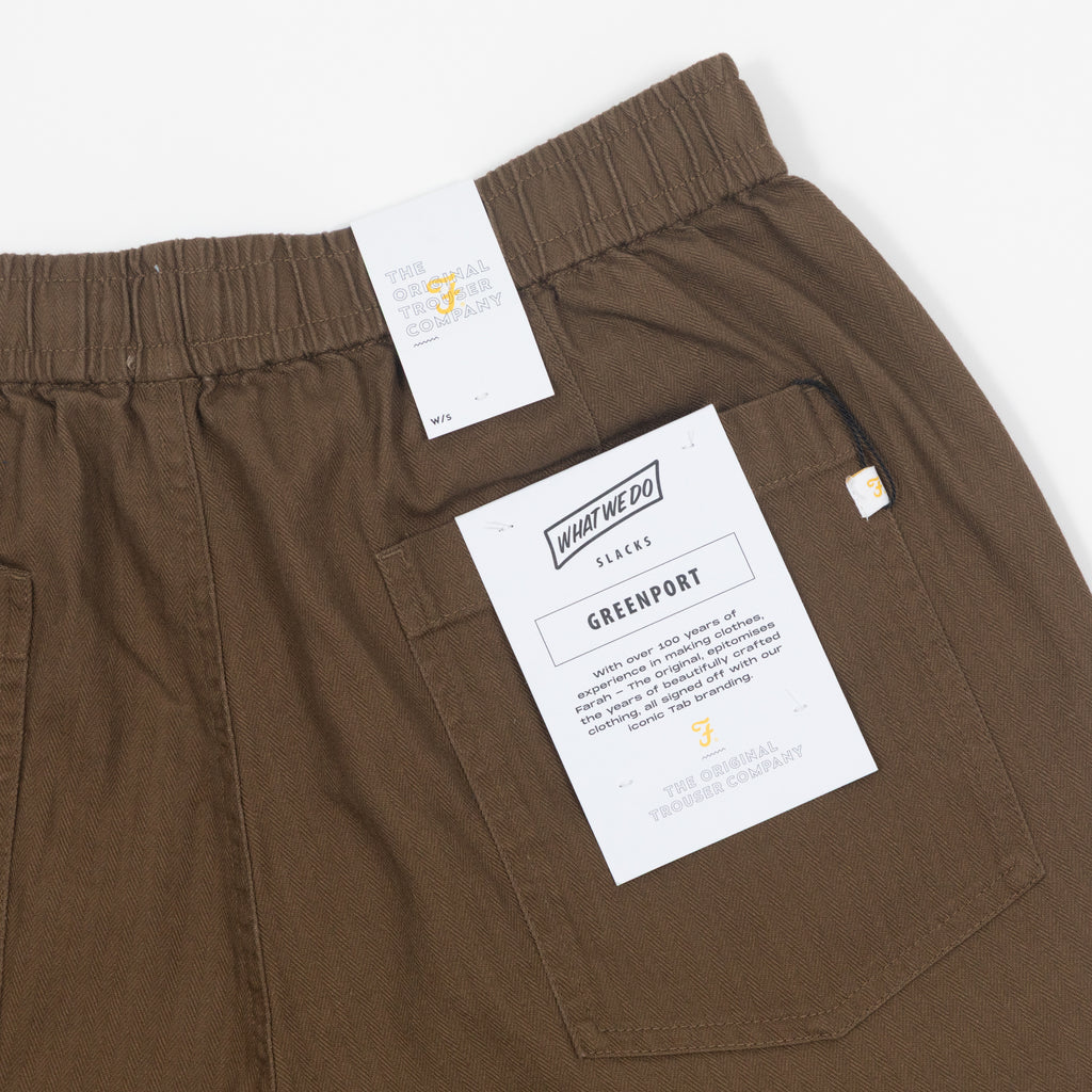 FARAH Greensport Drawstring Trousers in BROWN