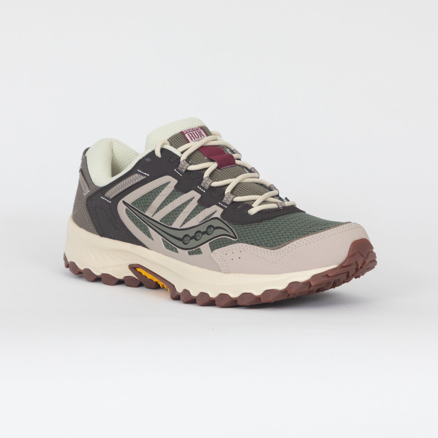 SAUCONY Grid Peak Trail Trainers in GREEN & BROWN