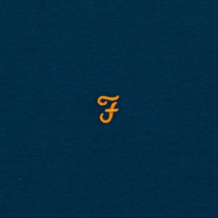 FARAH Groves Ringer Organic Cotton T-Shirt in SAILOR BLUE