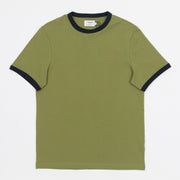 FARAH Groves Ringer T-Shirt in MOSS GREEN
