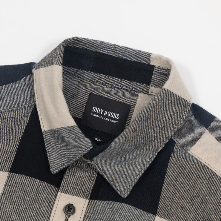 ONLY & SONS Gudmund Check Shirt in DARK NAVY & BEIGE
