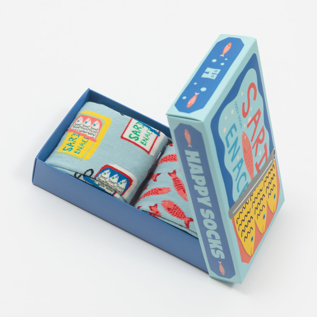 HAPPY SOCKS 2-Pack Sardines Socks Gift Set LIGHT BLUE