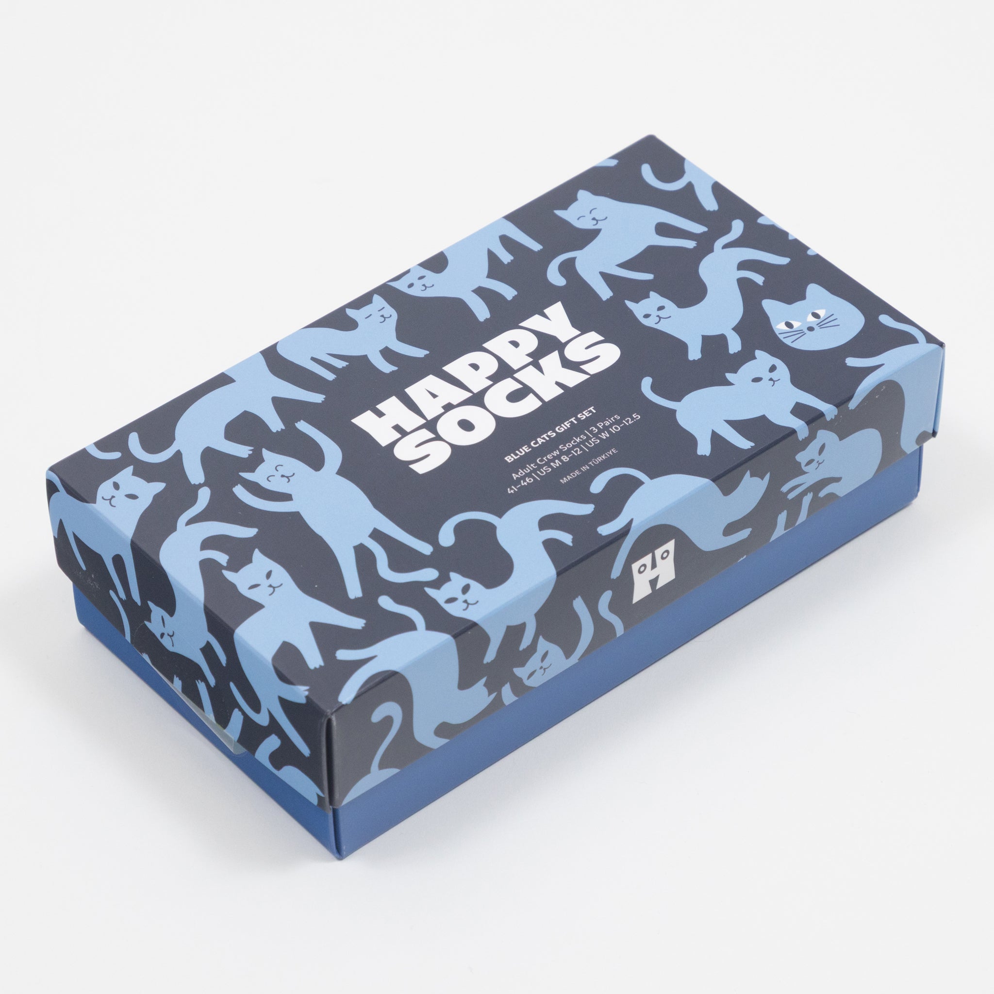 HAPPY SOCKS 3-Pack Blue Cats Socks Gift Set