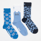 HAPPY SOCKS 3-Pack Blue Cats Socks Gift Set