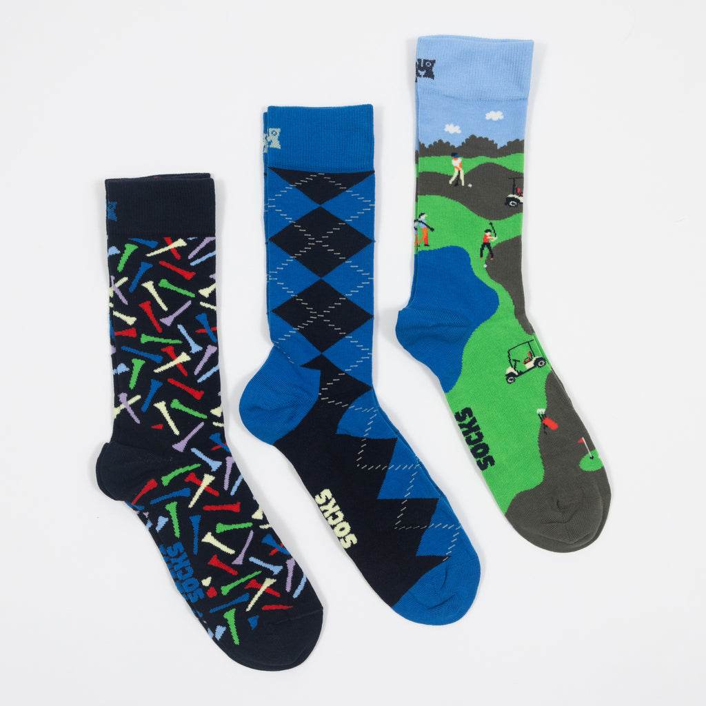 HAPPY SOCKS 3-Pack Golf Cart Socks Gift Set