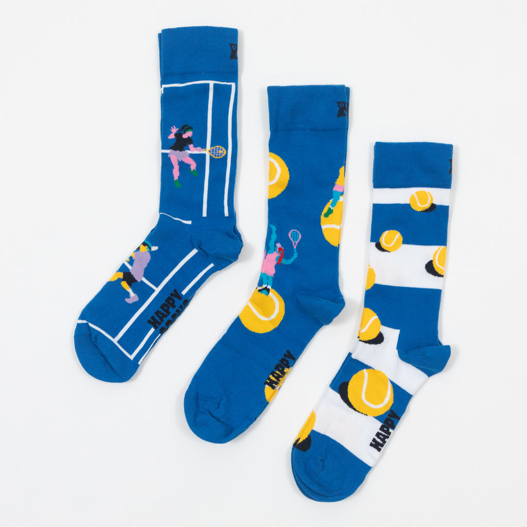 HAPPY SOCKS 3-Pack Tennis Socks Gift Set in BLUE