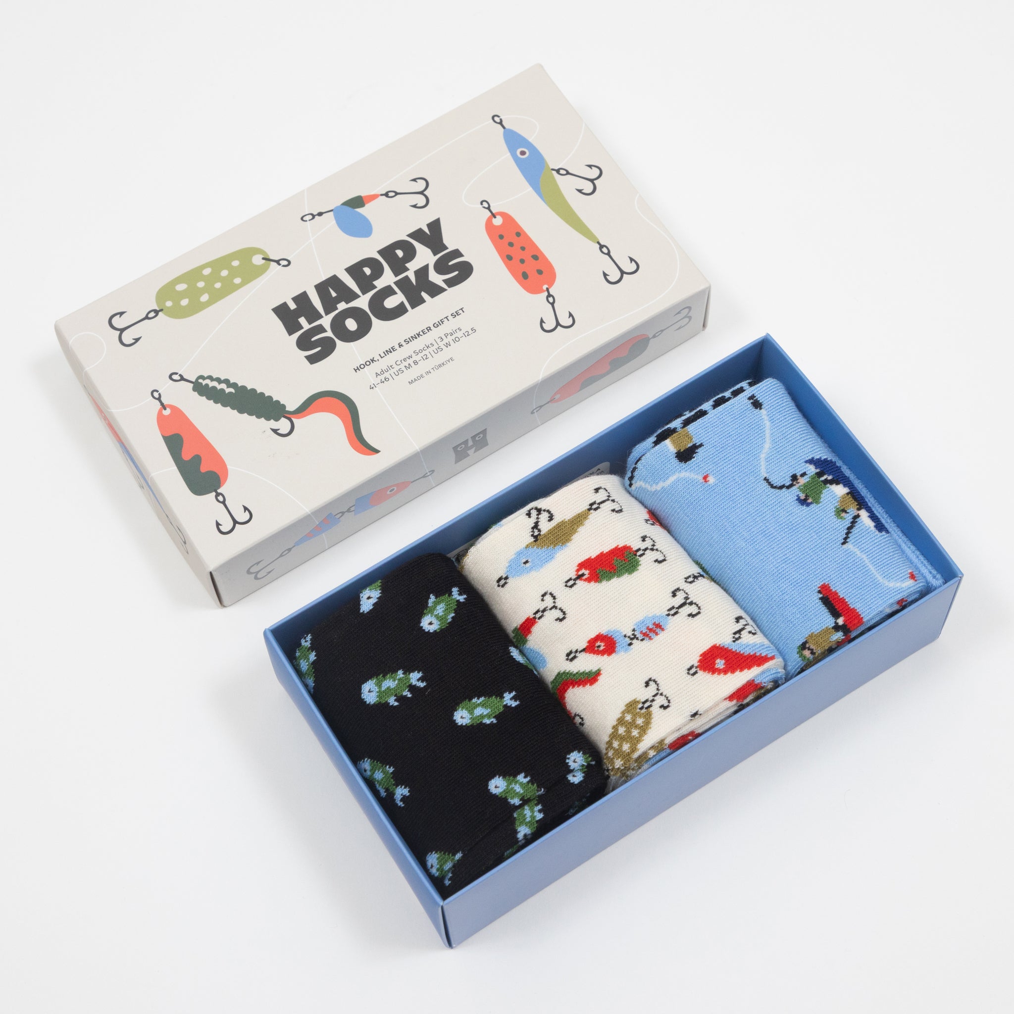 HAPPY SOCKS 3 Pack Hook, Line & Sinker Socks Gift Set